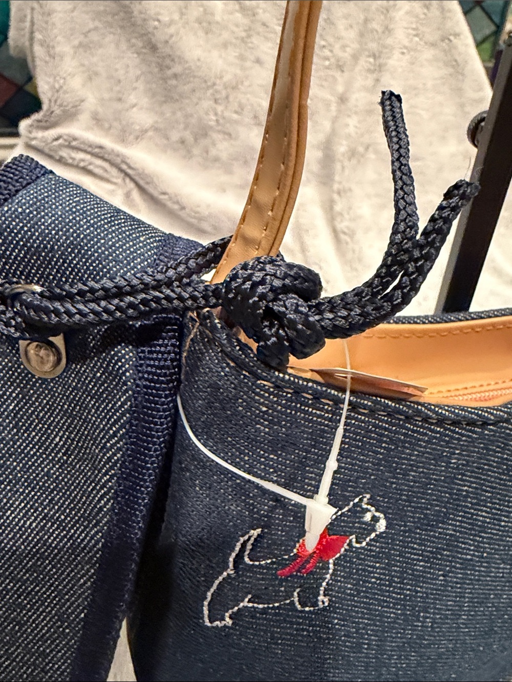 Navy Denim Shoulder Bag with Scottie Dogs - Picture 6 of 7
